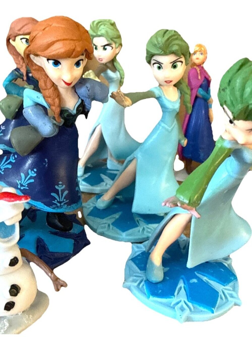 13 pc Lot Frozen Anna & Elsa Olaf Tangled Rapunzel Figures w Stands 3.5”